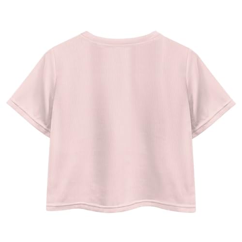 Image of Girls Fashion Crewneck Tee Shirts Casual Short Sleeve Crop Top Summer Outfits 5-14 Years Old
