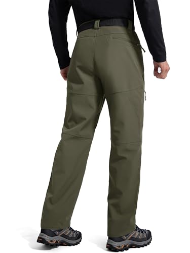 Image of FREE SOLDIER Men's Fleece Lined Outdoor Cargo Hiking Pants Water Repellent Softshell Snow Ski Pants with Zipper Pockets