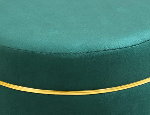 Image of Pouffes Sitting Stool for Living Room, Puffy Wooden Ottoman | Round Pouffe for Living Room & Bedroom | Pouf for Office & Home Decoration & Modern Seating Stool (Green)