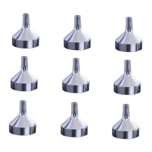 WEKADRIN Mini Embudos Metálicos para Rellenar Perfumes y Aceites Esenciales Set de 9 Piezas Embudos Multiusos para Líquidos Herramienta Dispensadora Portátil para Frascos Pequeños