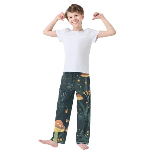 ZZXXB Mushrooms Boys Long Pants Soft Trousers Elastic Waist Kids Lounge Bottoms with Pockets S-XL2