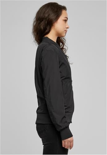 Urban Classics Damen Light Bomber Jacket – leichte Übergangsjacke im Regular Fit aus Polyester mit Reißverschluss und Rippbündchen für Freizeit und Streetwear,Schwarz,M