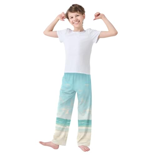 Boys' Pants Lonely Person Sea Beach Long Bottoms Jogger Pants Elastic Waist Trousers with Pockets S-XL2