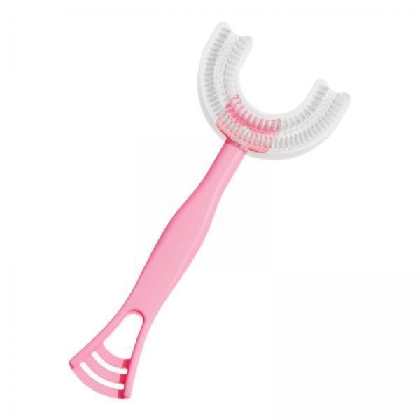 5xU Shape Kid Baby Silicone Toothbrush Durable Soft Bristles age 6 to 12 Pink-picture-26