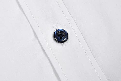 Alex Vando Mens Dress Shirts Regular Fit Long Sleeve Stretch Business Dress Shirts For Men,White,Large #TOP3