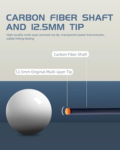 KONLLEN Carbon Fiber Pool Cue Stick Wrapless Dragon Professional (Full Carbon Technology Low Deflection Billiard Cues,12.5mm,147cm)