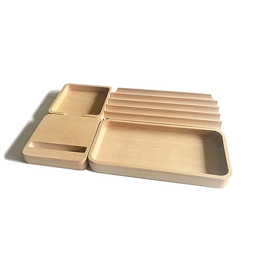 anaan Puzzle Organiseur de Bureau bois Porte Stylo Rangement de Bureau Pot à Crayons Support Trombones Plateau Bureau à Domicile Design Lot de 4