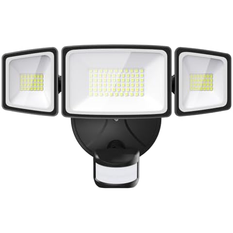 Onforu 65W LED Security Lights Motion Sensor Light Outdoor, 6500LM, 6500K, IP65 Waterproof, Flood Light Outdoor Motion Detector with Adjustable 3 Head, Hardwired Wall Light for Entryway, Yard, Garage Cover