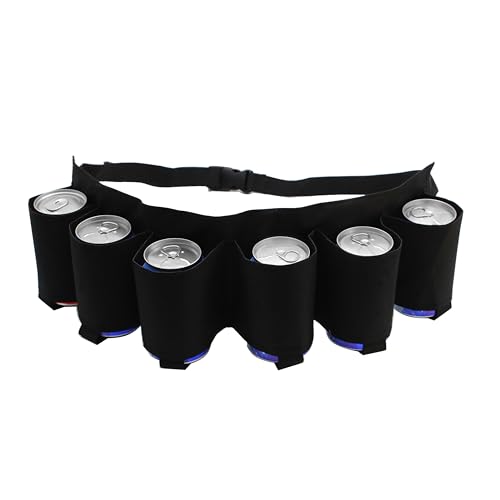 Beer Belt,Beer Soda Belt Holster Adjustable 6 Pack Beer Belt Bottle Holders Beer Bottle Belt Holder for Men Women, Perfect for Barbeque,Camping, Outdoor Sports Hiking and Gift-Giving (Black)