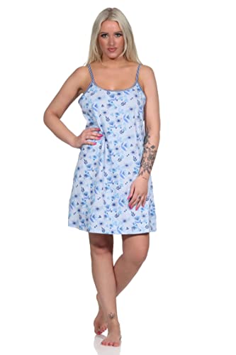 NORMANN-Wäschefabrik Élégante chemise de nuit à bretelles spaghetti pour femme avec bordure en dentelle - également en grandes tailles, bleu clair, XXX-Large Cover