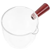 UKCOCO Taza Medidora de Vidrio con Mango de Madera Resistente al Calor para Espresso Café y Leche con Doble y Precisa Duradera y Fácil de Limpiar