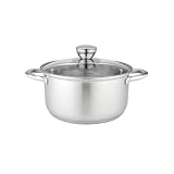Florina Matteo 16 cm 1,9 L Edelstahltopf mit Glasdeckel | Für Induktion, Gas, Elektro, Ceran | Messskala innen | Spülmaschinengeeignet | Hitzebeständiger Deckel | Langlebig & robust
