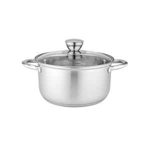 Florina Matteo 16 cm 1,9 L Edelstahltopf mit Glasdeckel | Für Induktion, Gas, Elektro, Ceran | Messskala innen | Spülmaschinengeeignet | Hitzebeständiger Deckel | Langlebig & robust