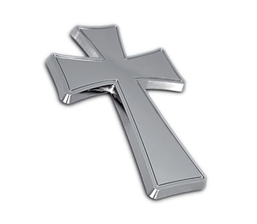 Image of Elektroplate Tapered Cross OEM Chrome Emblem for Cars, Trucks, and All Auto | Universal Fit at 3.2 inch x 2.2 inch | Weatherproof