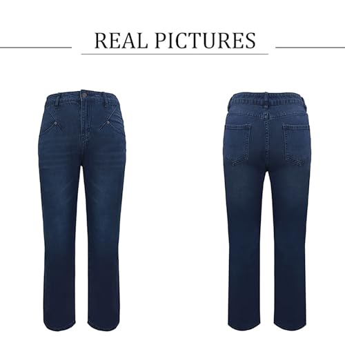 Women's Vintage Boyfriend Jeans Mid Rise Slim Fit Distressed Straight Leg Jeans3