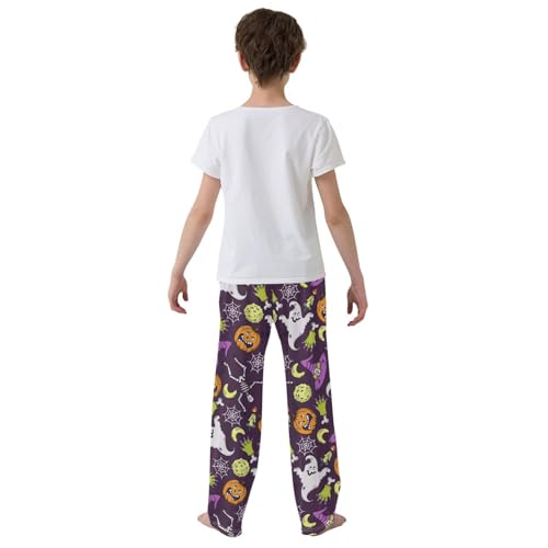 ZZXXB Halloween Skeleton Witch Boys Long Pants Soft Trousers Elastic Waist Kids Lounge Bottoms with Pockets S-XL3