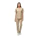 Women's Scrub Set - Medical Scrub Top and Pant, Khaki, Medium
