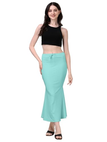 Image of Women's Saree Shapewear Petticoat, Cotton Blend Stretchable Mermaid Skirt, High Waist Tummy Control, Smooth Curve Fit with Adjustable Drawstring