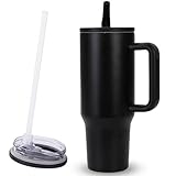 MOYAC Vaso Térmico 40 oz con Pajita Plegables, Termo al Vacío de Acero Inoxidable con Asa y Tapa, Termo Infusor de Vacío...