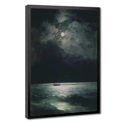 Mer noire la nuit impression sur toile déco bureau tableau Aivazovsky marine 30,5x45,7 cm