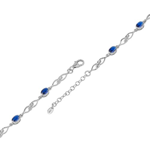 Image of Silvershake Birthstone Gemstones White Gold Plated or Yellow Gold Plated 925 Sterling Silver Scroll /Filigree Celtic Knot Weave 7.25 to 8.75 Inch with Adjustable Extension Bracelet Jewelry for Women
