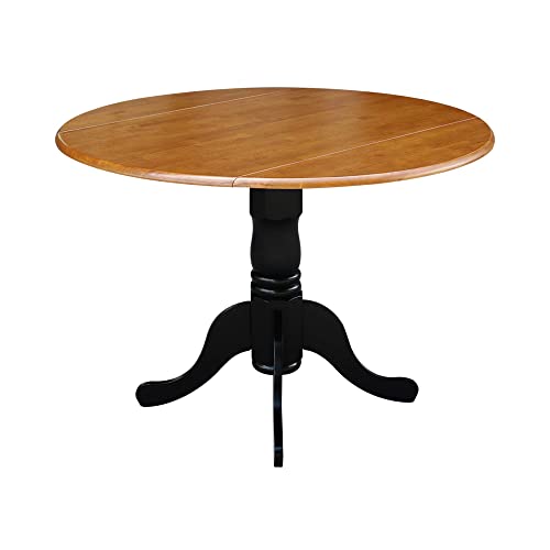 International Concepts Round Dual Drop Leaf Ped Table, Black/Cherry, 42-Inch #TOP3