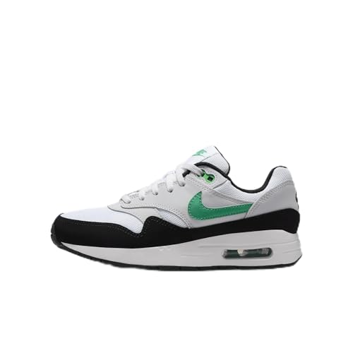 Air Max 1 Big Kids' Shoes (DZ3307-108, White/Pure Platinum/Black/Stadium Green) Size 7