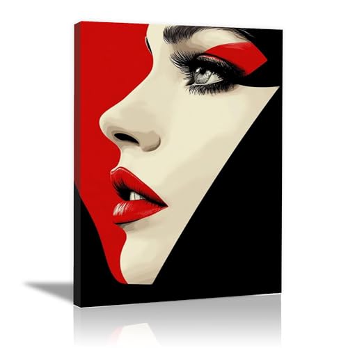 Mudket Trendy Wall Art Black Woman with Red Lips &