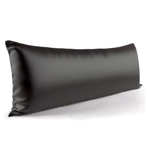 Zenssia Seitenschläferkissen Bezug 40x145 1 Stück - Satin Kissenbezug Weich wie Seidenkissenbezug 40x145 Haar- und Hautpflege mit Reißverschluss, Schwarz