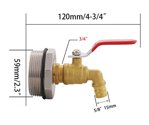 Carvedexquisitely DFF55GD 2 Inch Drum Faucet For 55 Gallon Drum,3/4 Inch Brass Rain Barrel Spigot thumb #3