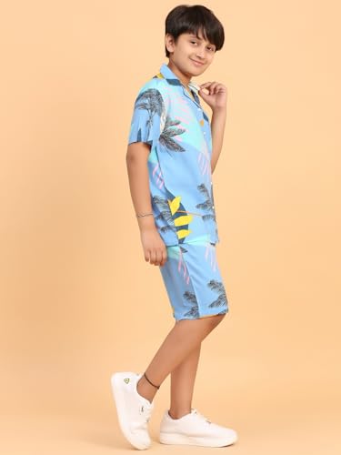 Image of Ninos Dreams Boys Cotton Rayon Halfsleeves Coord Set with Shirt & Shorts /Boys Vacation wear /boys co ord set /Boys Tropical print Shirt & Shorts set /Boys Clothing Set