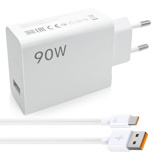 Caricabatterie da 90 W con cavo USB C per Xiaomi Redmi Note 14 Pro 5G, 6 A, adattatore di ricarica rapida USB, caricabatterie per Xiaomi Pad 6s Pad 7 6 5 Poco X7 M7 Pro M6
