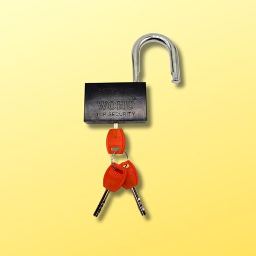 Image of Heavy Duty Keyed Lock | Hardened Steel Shackle Lock | Anti-Rust Security for Gate, Warehouse & Outdoor Use (ALT-26 Black (60MM))