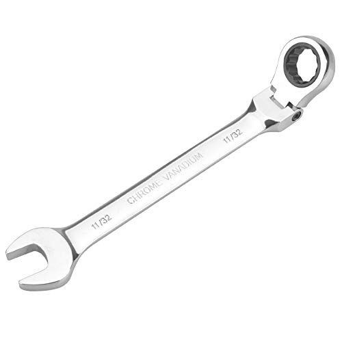 通用 FLZOSPER 11/32 inch SAE Flex-Head Geared Ratchet Wrench,Box End Head 72-Tooth Ratcheting Combination Wrench Spanner