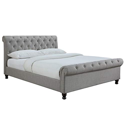 Miliboo Design-Bett 2 Personen 160 cm x 200 cm Samt Grau Riley