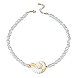 Gargantilla de concha de estrella de mar para el día de la playa de verano, gargantilla de perlas blancas, joyería de moda para vacaciones hawaianas, one size, Metal, Sin piedra preciosa