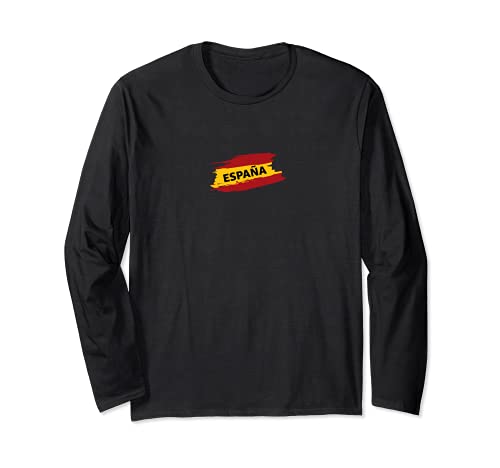Spain Flag Long Sleeve T-Shirt, Black