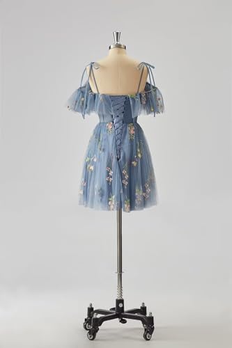 Zepumen Flower Embroidery Homecoming Dresses for Teens Short