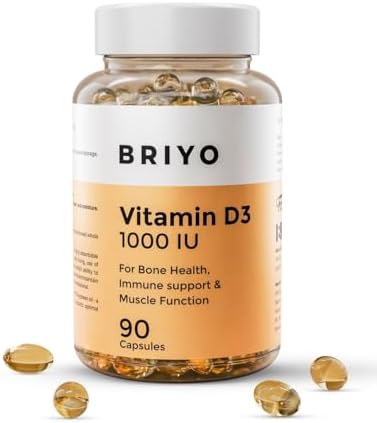 Briyo Vitamin D3 1000 IU-For Bone Health, Muscle Function And Immune Support Strength Immune System Softgel Better Energy For Healthy And Strong For Men/Women