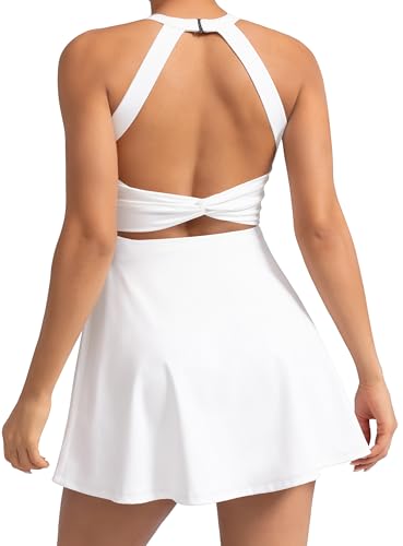Image of MIRITY Womens Activewear Tennis Dress - Built in Shorts with Pockets and Bra Golf Athletic Workout Dresses