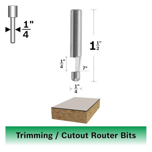 Bosch 85286 7° x 1/4 in. Solid Carbide 1-Flute Bevel Trim Bit