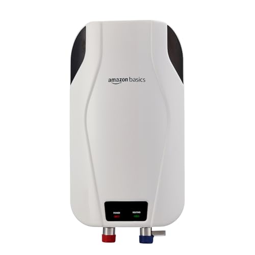Image of Amazon Basics 3L Instant Water Heater | 3KW | Geyser with PP Body & SS Tank | Corded Electric | Rust Proof | 4 Level Safety | White