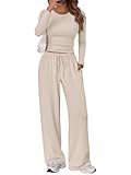 Trendy Queen Womens Two 2 Piece Matching Lounge Sets 2025 Early Fall Fashion Must Haves Y2K Workout Gym Clothes Comfy Airport Travel Vacation Luxury Outfits Sweatsuit Winter Clothing