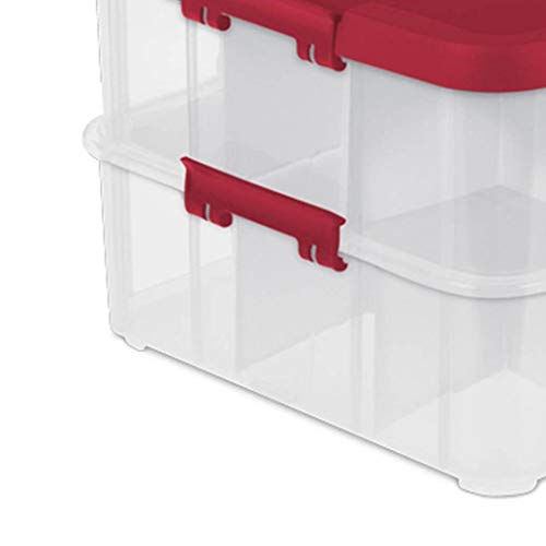 Sterilite Clear 24 Compartment Stackable Christmas Ornament Storage Box with Lid, 4 Pack