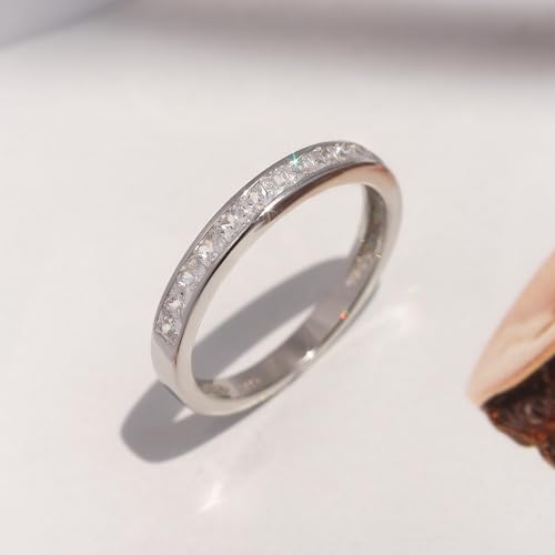 DoubleAccent Sterling Silver Wedding Ring Princess Cut Channel Set Wedding Band 3MM (Size 5 to 12)2