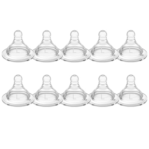 Silicone Replacement Nipple, Fast Flow Nipples for Wide Neck Bottles, 6+ Months, 10 Count