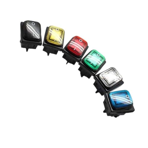 NEIQIUWING Para interruptor basculante DPST 16 A 250 VAC, interruptor de reinicio redondo con tapa, 30 x 24 mm