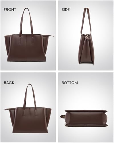 Work Tote Bag for Women Fits 14 In Laptop, Vegan Leather Purse miniatura 5