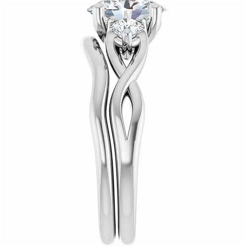 Wedding Rings for Women Sets Oval-Cut Moissanite/IGI Certified Lab Grown Diamond in 925 Sterling Silver/10K/14K/18K Solid Gold Three-Stone Infinity Bridal Ring Sets for Her2