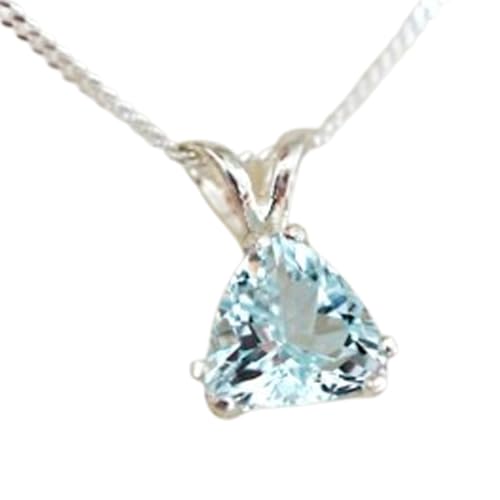 Pendentif cœur aigue-marine bleue collier argent 925 chakra de la gorge